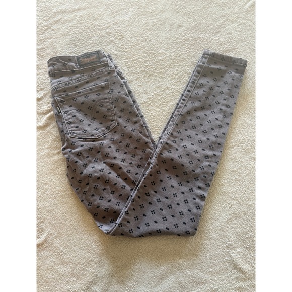 Levi's 535 Legging Jeans Women's Skinny Casual Gray Black Print Elder Emo - Picture 1 of 9